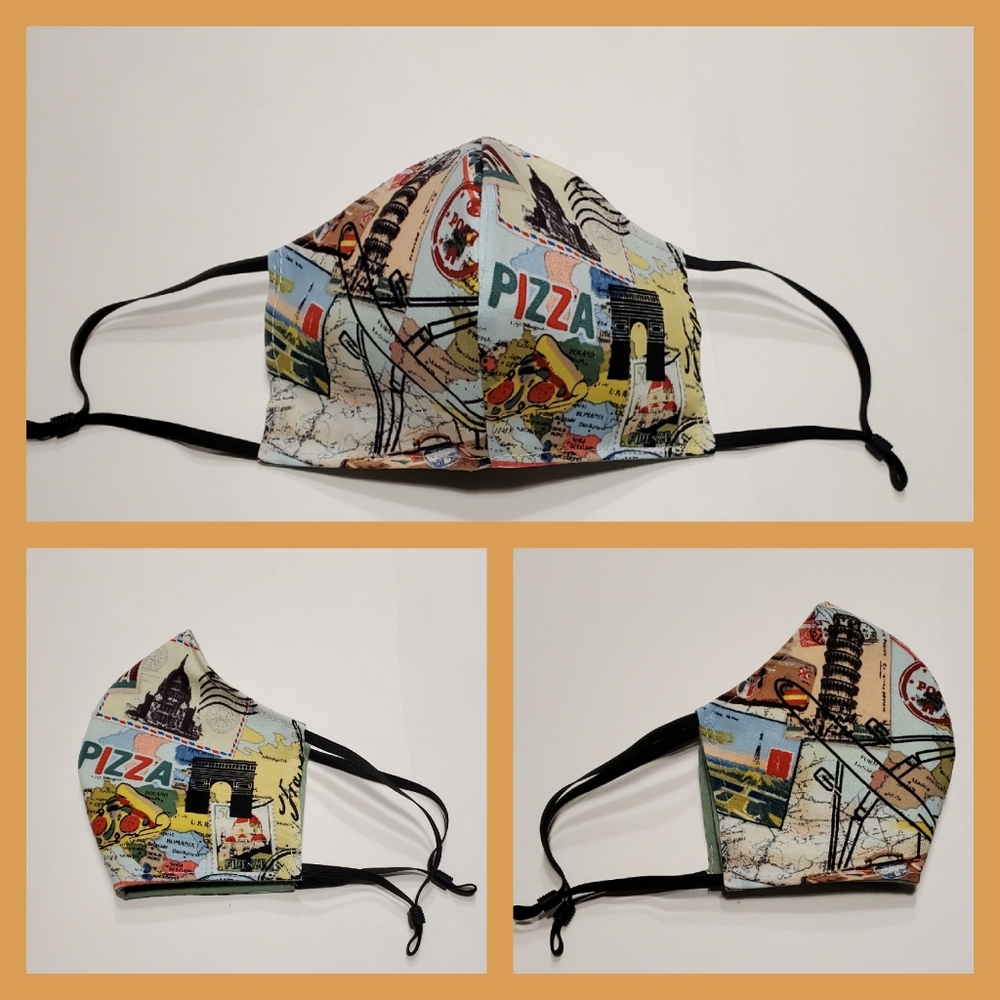 NEW 3 LAYER homemade face mask Travelers Pattern🌎 - Picture 1 of 1